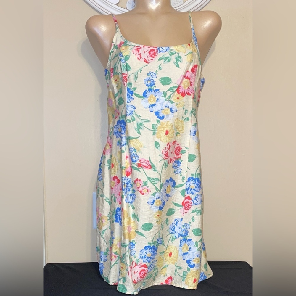 a new day Floral Cream Mini Dress with Pink Blue and Yellow Flowers